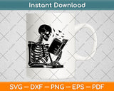 A Skeleton Reading Book Halloween Svg Design Digital Cutting File