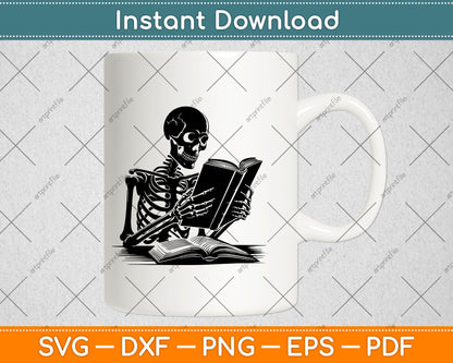 A Skeleton Reading Book Halloween Svg Digital Cut File