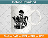 A Skeleton Reading Book Svg Digital Cutting File