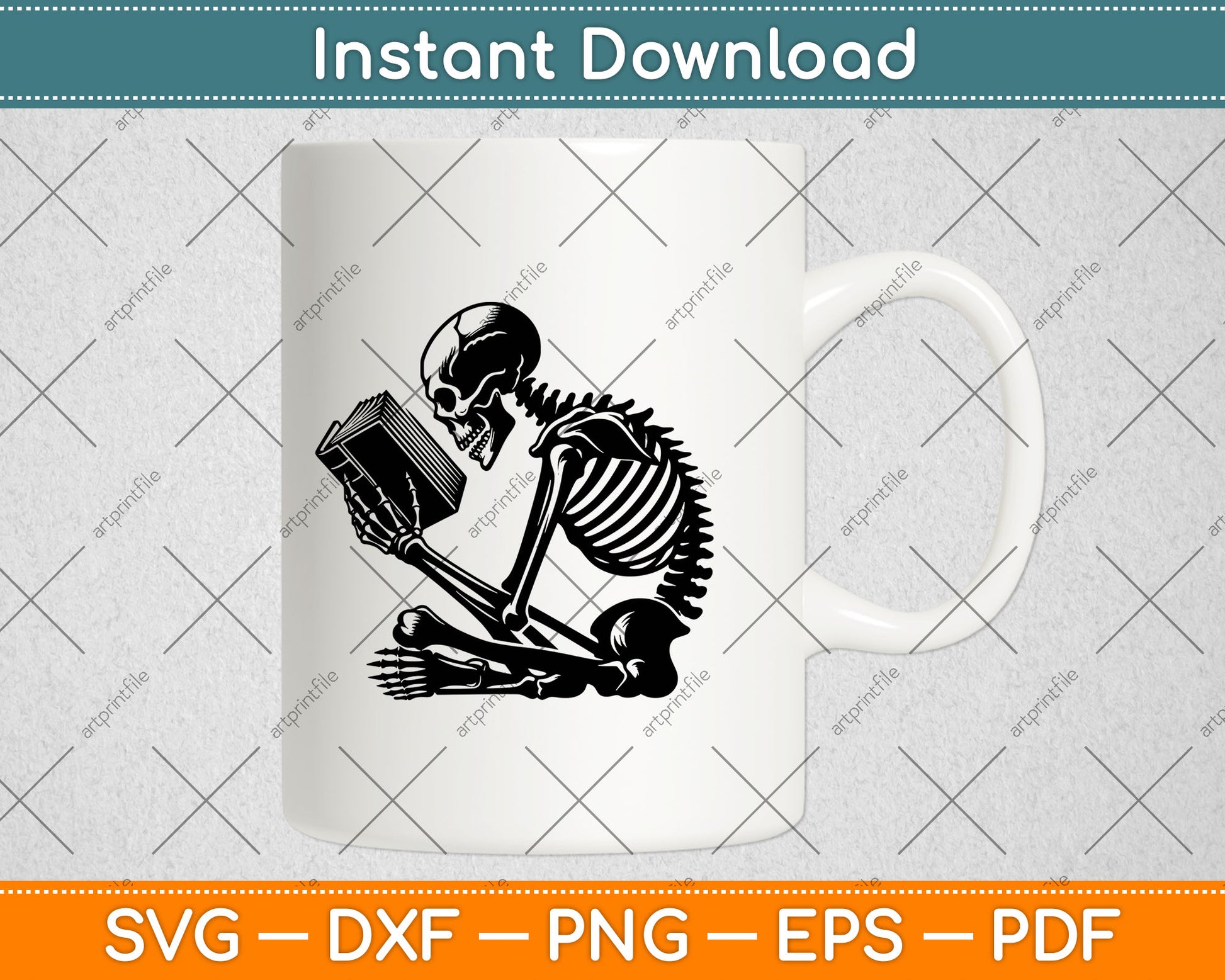 A Skeleton Reading Book Halloween Svg Digital Cutting File