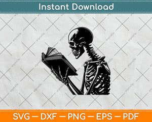 A Skeleton Reading Book Halloween Svg Digital Cutting File