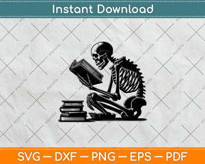 A Skeleton Reading Book Halloween Svg Digital Cut File