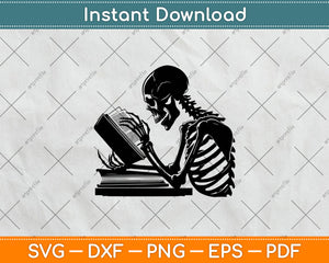 A Skeleton Reading Book Svg Digital Cutting File