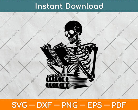 A Skeleton Reading Book Svg Digital Cutting File