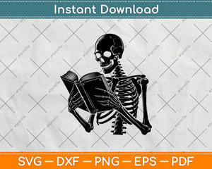 A Skeleton Reading Book Halloween Svg Digital Cutting File