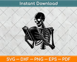 A Skeleton Reading Book Halloween Svg Digital Cutting File