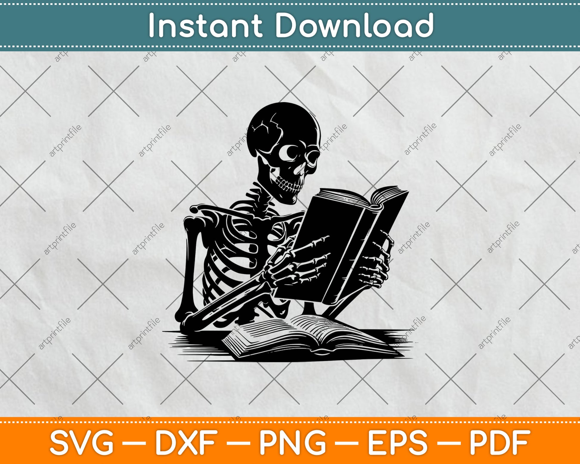 A Skeleton Reading Book Halloween Svg Digital Cut File