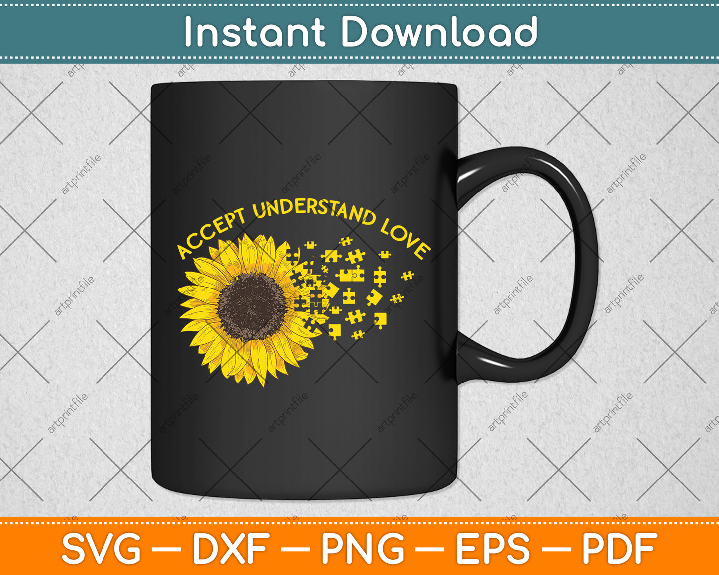 Accept Understand Love Sunflower Autism Awareness Svg Digital Cutting File