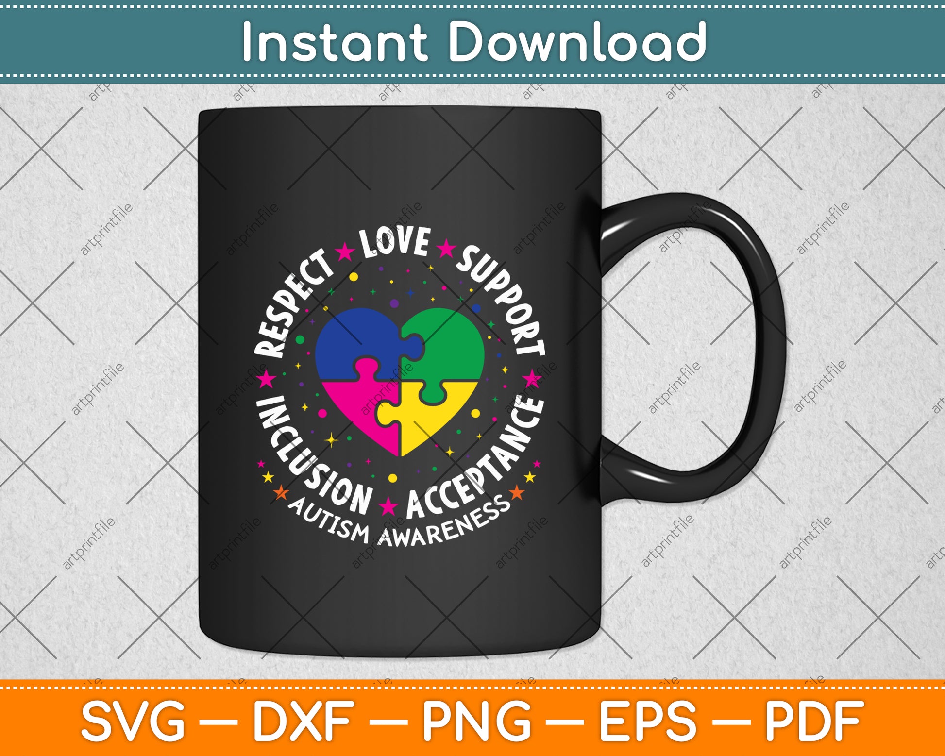 Teach Accept Understand Love Teacher Heart Autism Awareness Svg Digital Cutting File