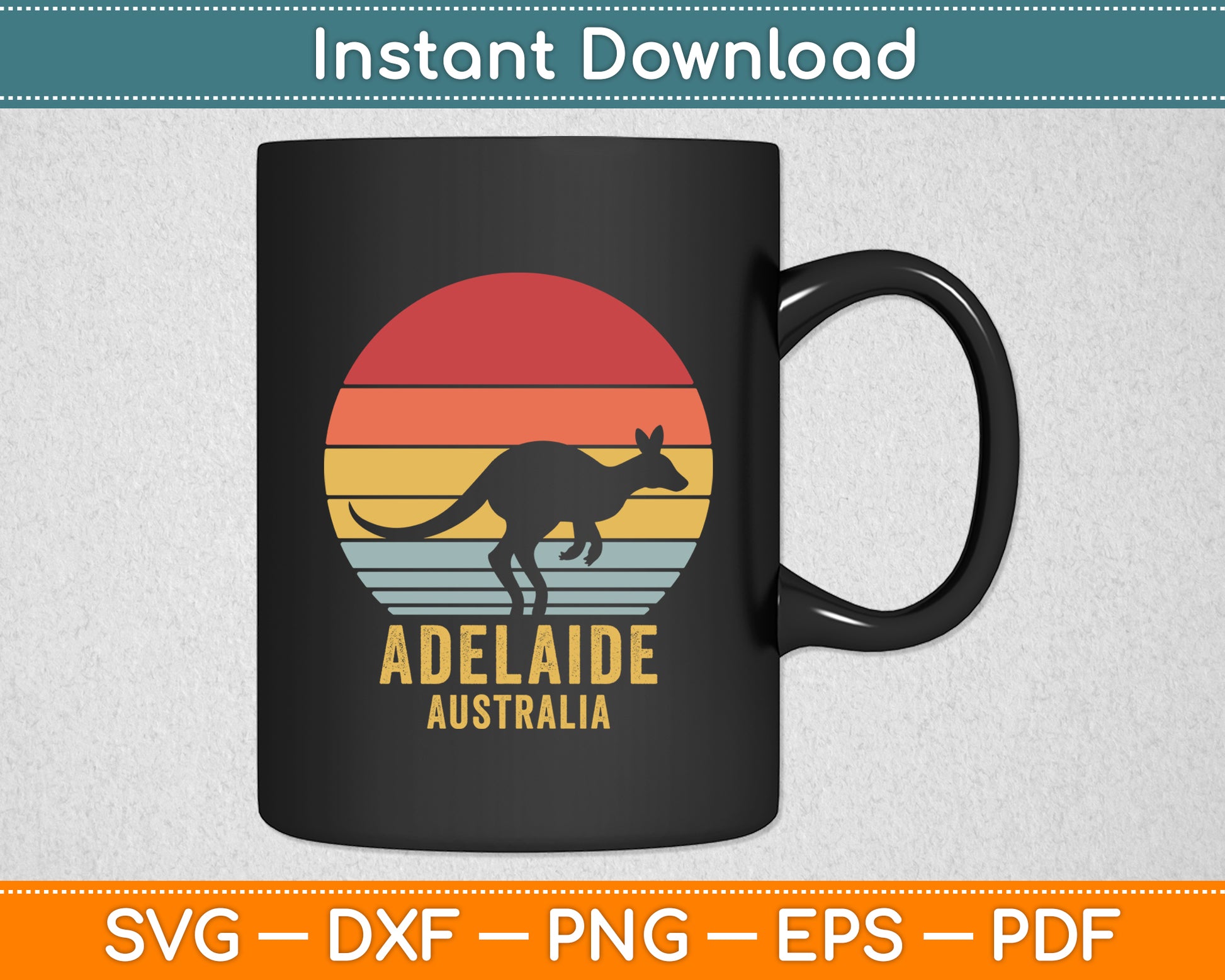Adelaide Retro City Australia Vintage Kangaroo Svg Png Dxf Digital Cutting File