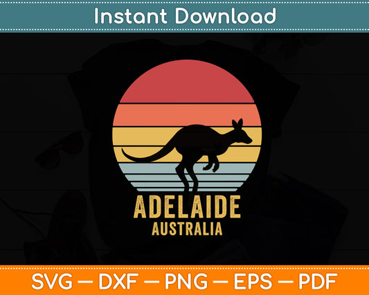 Adelaide Retro City Australia Vintage Kangaroo Svg Png Dxf Digital Cutting File