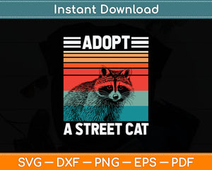 Adopt A Street Cat Watercolor Raccoon Svg Digital Cutting File