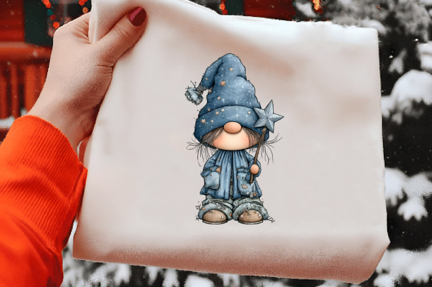 Adorable Blue Christmas Gnome Clipart PNG Bundle | Cute Watercolor Winter Gnome Clipart | Frosted Holiday Gnome PNG