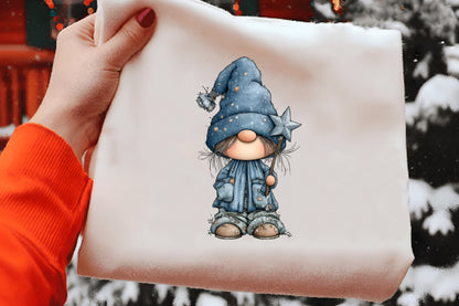 Adorable Blue Christmas Gnome Clipart PNG Bundle | Cute Watercolor Winter Gnome Clipart | Frosted Holiday Gnome PNG