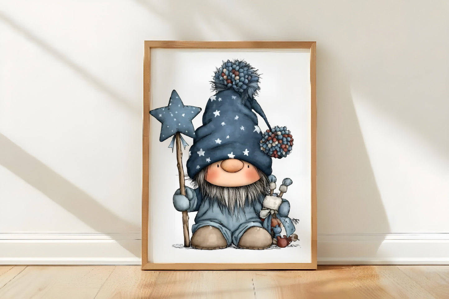 Adorable Blue Christmas Gnome Clipart PNG Bundle | Cute Watercolor Winter Gnome Clipart | Frosted Holiday Gnome PNG