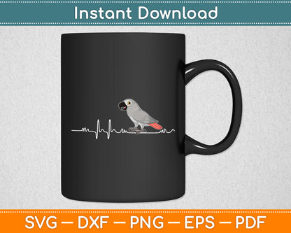 African Grey Parrot Heartbeat Parrot Bird Svg Digital Cutting File