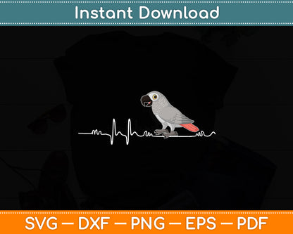 African Grey Parrot Heartbeat Parrot Bird Svg Digital Cutting File