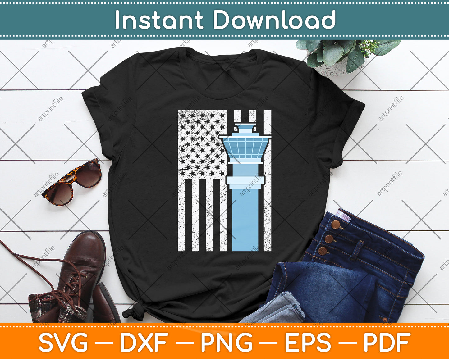 Air Traffic Controller American Flag Svg Digital Cutting File