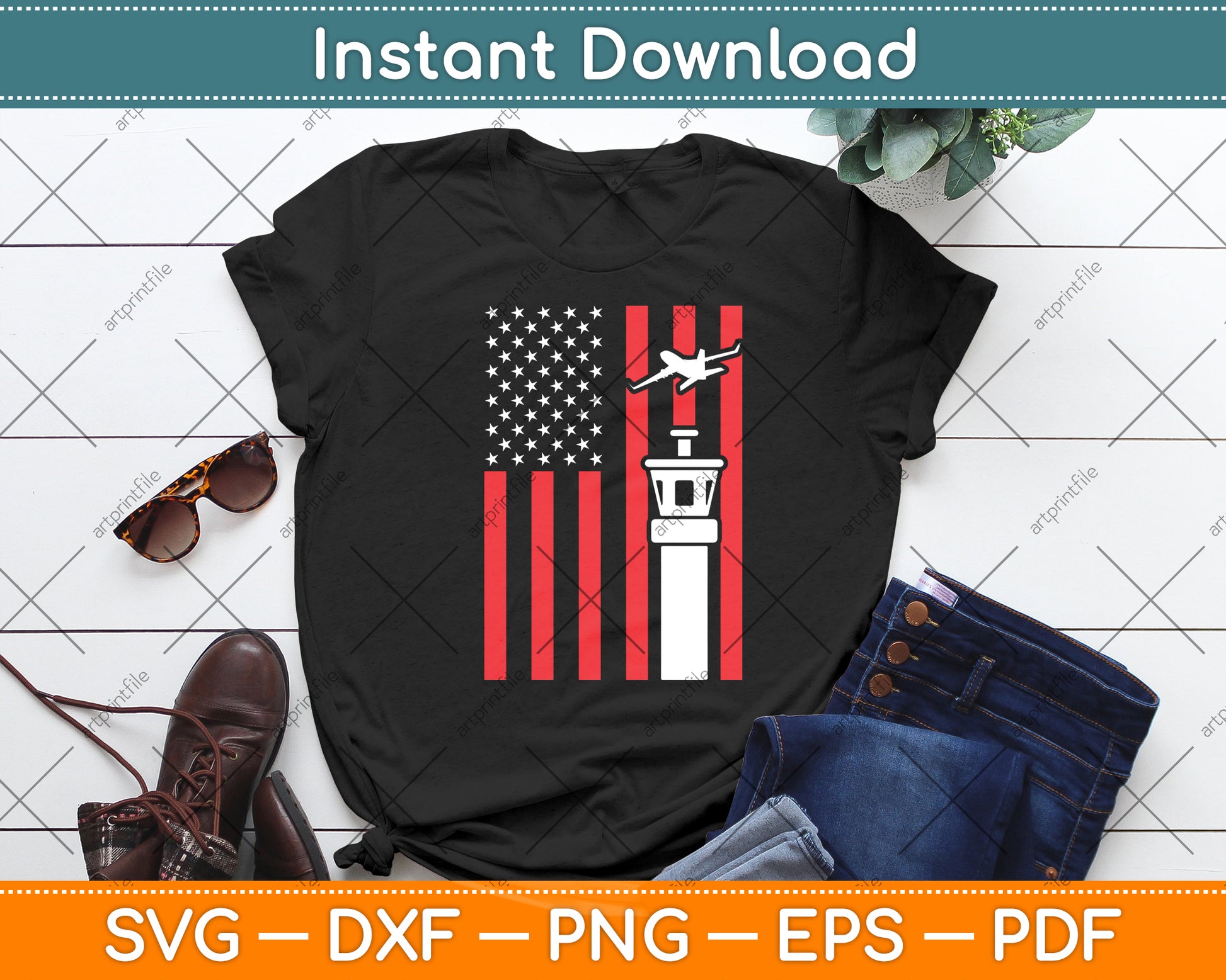 Air Traffic Controller American Flag Svg Digital Cutting File