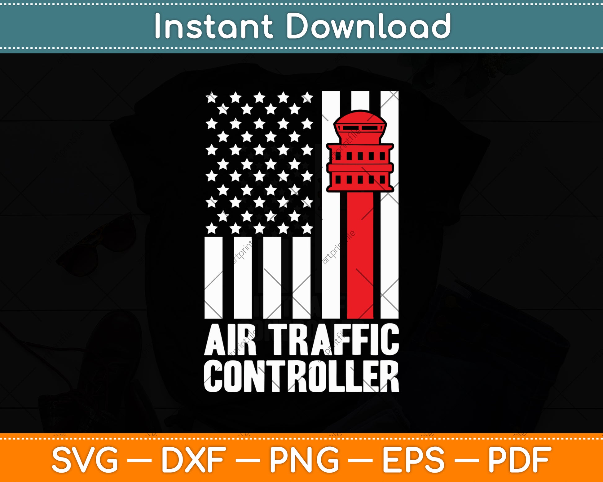 Air Traffic Controller American Flag Svg Digital Cutting File