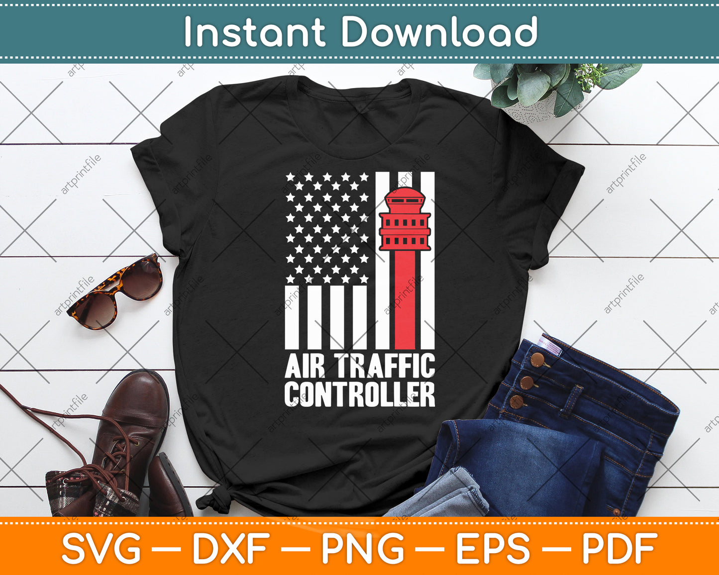 Air Traffic Controller American Flag Svg Digital Cutting File