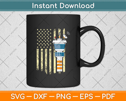 Air Traffic Controller Patriotic American Flag Airport Worker Svg Digital Cutting File