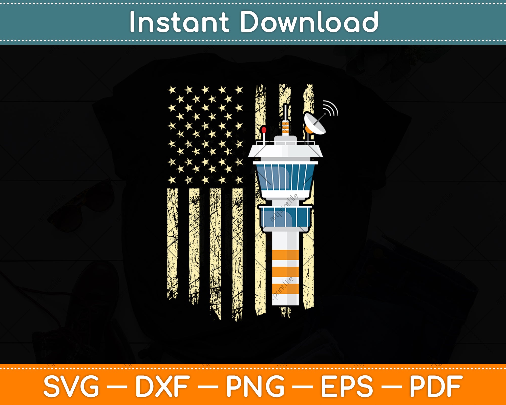 Air Traffic Controller Patriotic American Flag Airport Worker Svg File –  artprintfile