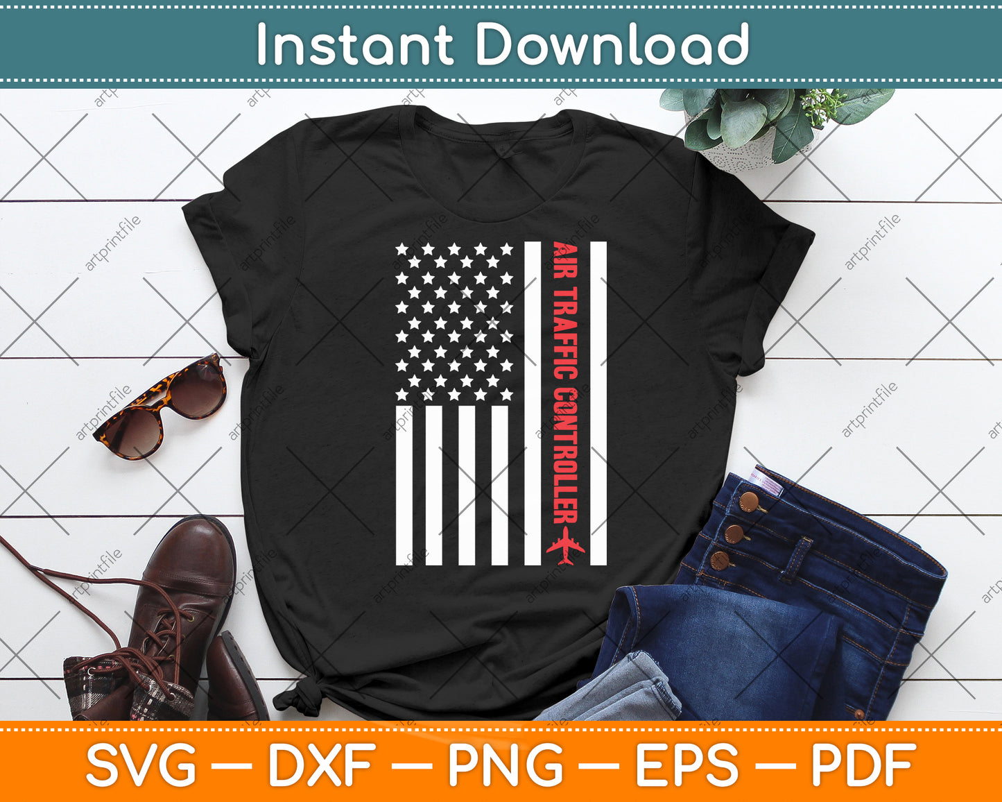 Air Traffic Controller Usa Flag Svg Digital Cutting File