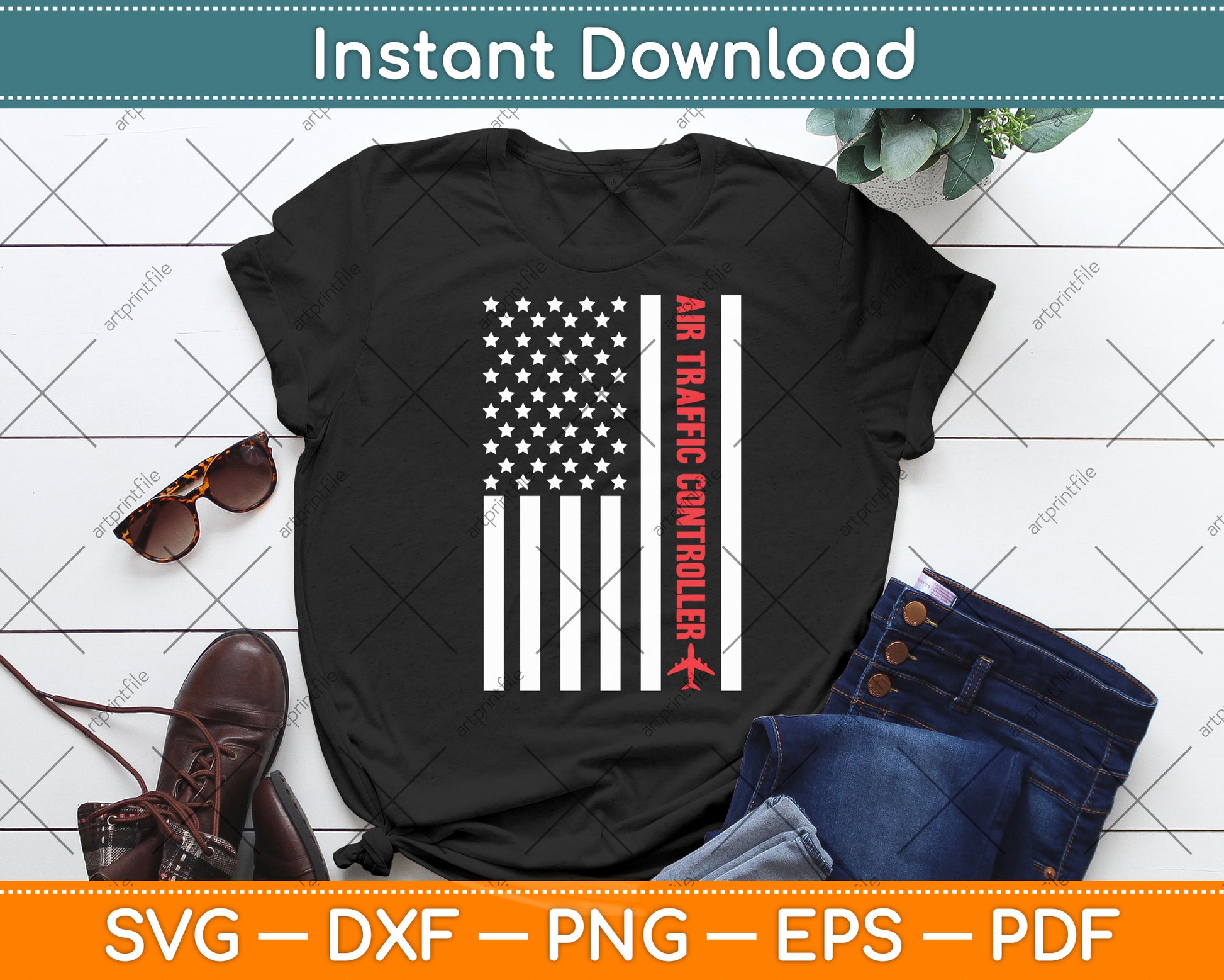 Air Traffic Controller Usa Flag Svg Digital Cutting File