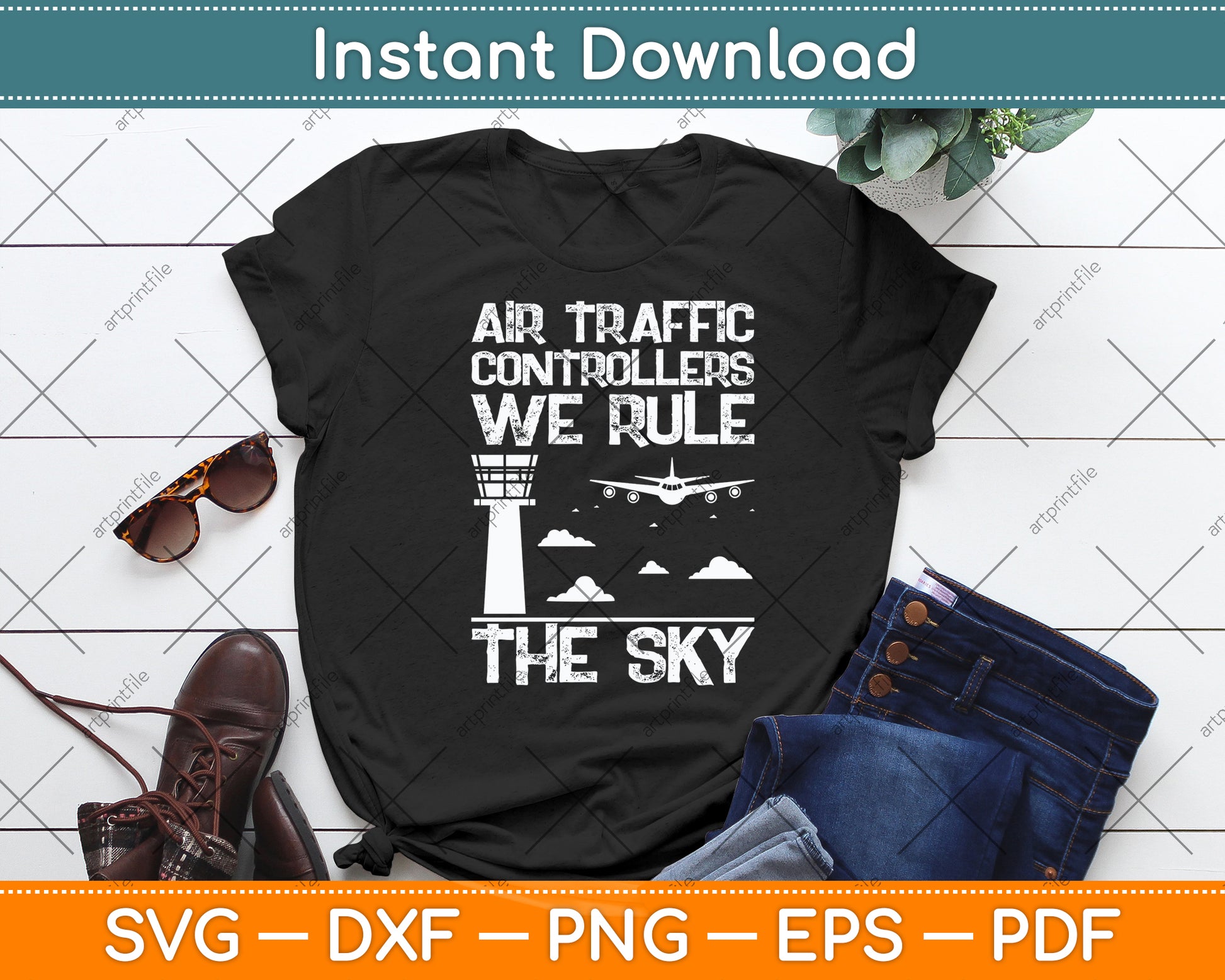 Air Traffic Controller We Rule The Sky Airplane Svg Digital Cutting File