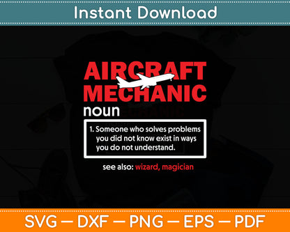 Aircraft Mechanic Definition Airplane Technician Svg Digital Cutting File