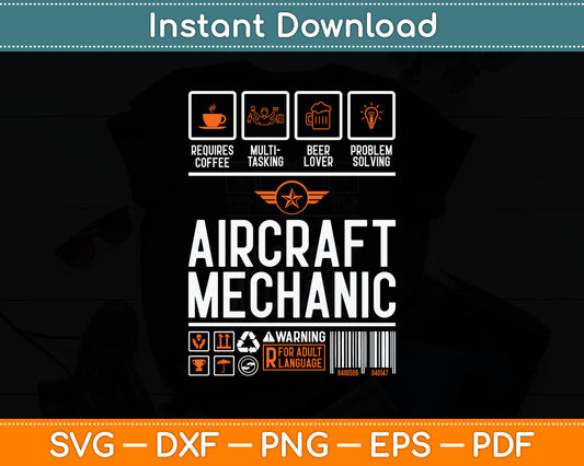 Aircraft Mechanic Gift Cute Aircraft Work Wear Svg Digital Cutting File