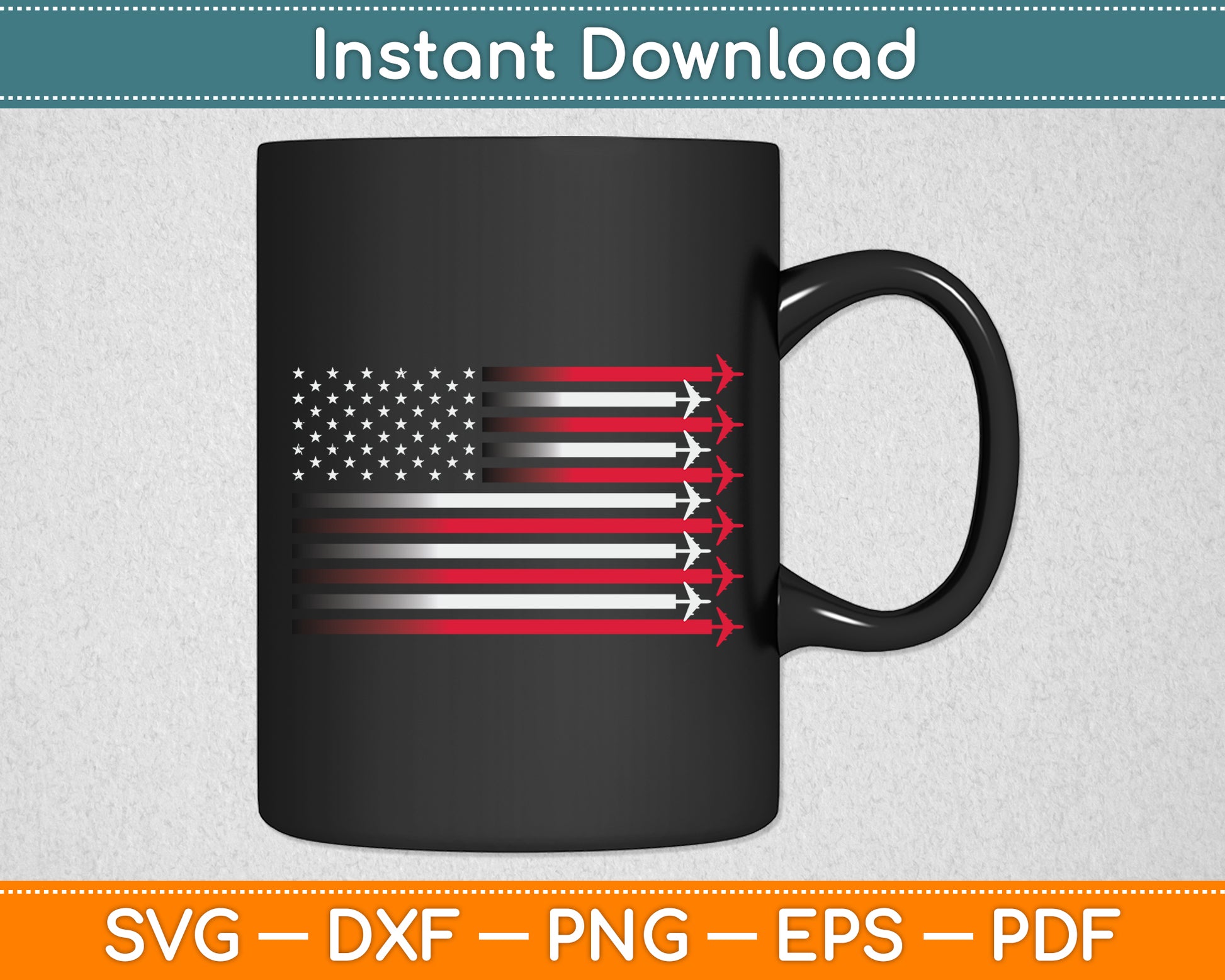 American Flag Airplane Pilot 4th Of July Svg Png Dxf Digital Cutting File
