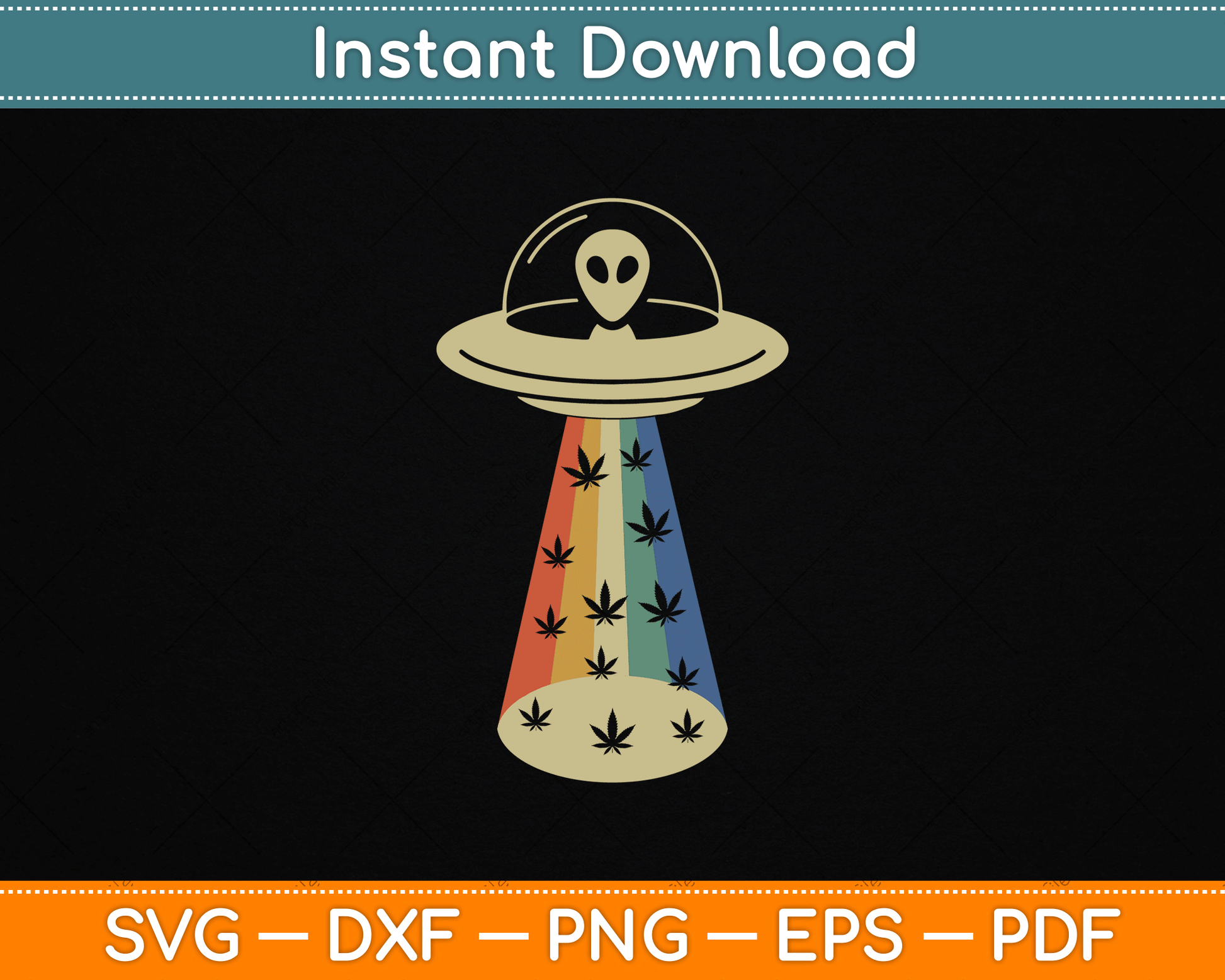 Alien UFO Abduction Weed Cannabis Marijuana Leaf Funny SVG Digital Cutting File