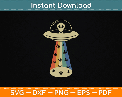Alien UFO Abduction Weed Cannabis Marijuana Leaf Funny SVG Digital Cutting File
