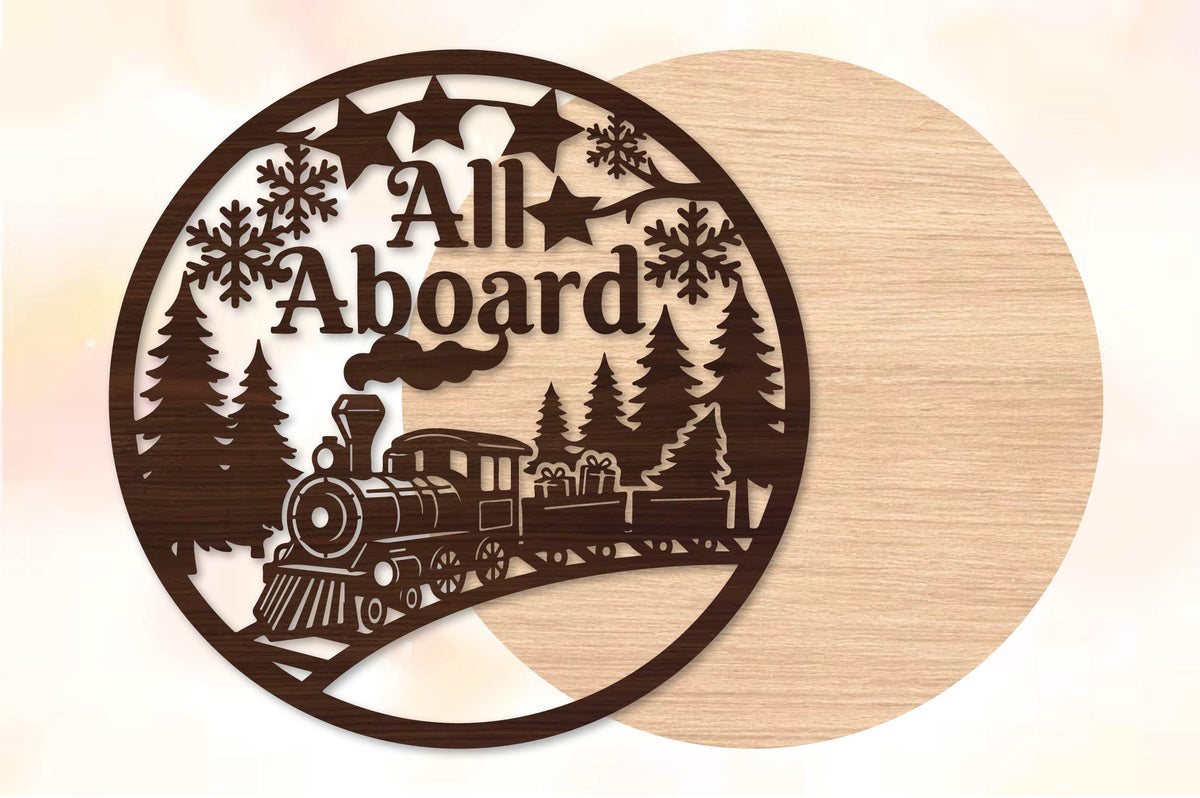 All Aboard Christmas Train Laser Cut SVG