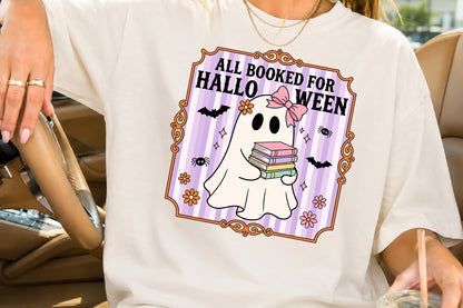 All Booked For Halloween PNG Cute Ghost Reading Books Sublimation