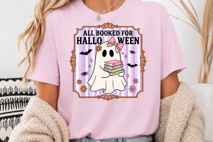 All Booked For Halloween PNG Cute Ghost Reading Books Sublimation