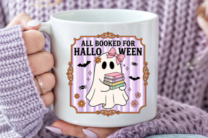 All Booked For Halloween PNG Cute Ghost Reading Books Sublimation