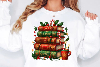 All Booked for Christmas PNG Christmas Books Clipart