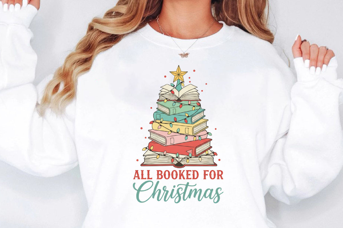 All Booked for Christmas PNG Christmas Book Lover Design