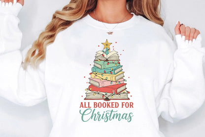 All Booked for Christmas PNG Christmas Book Lover Design