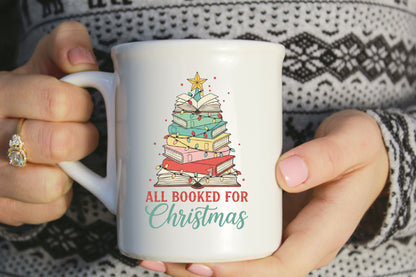 All Booked for Christmas PNG Christmas Book Lover Design