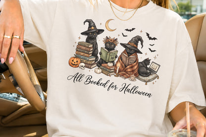 All Booked for Halloween Black Cat PNG Sublimation