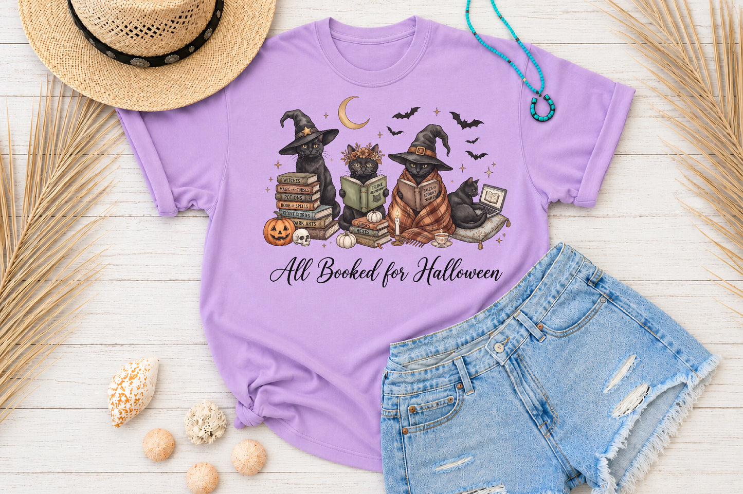 All Booked for Halloween Black Cat PNG Sublimation