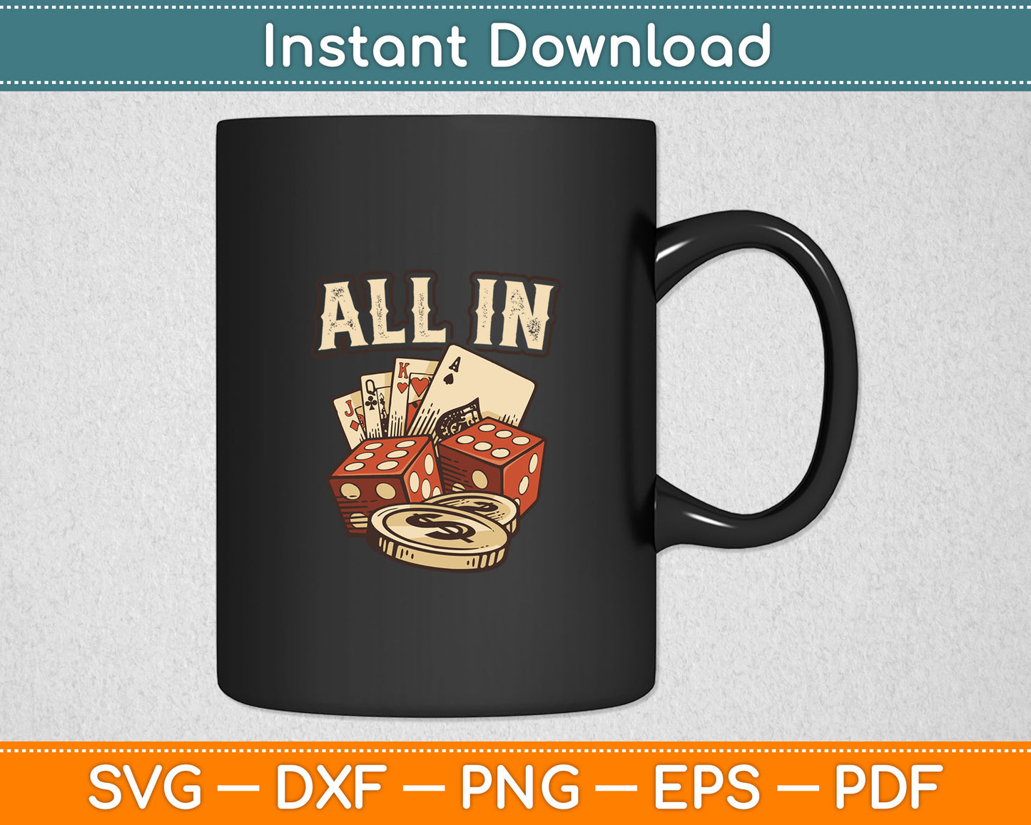 All In Card Game Playing Cards Poker Player Gambling Casino Svg Digital Cutting File