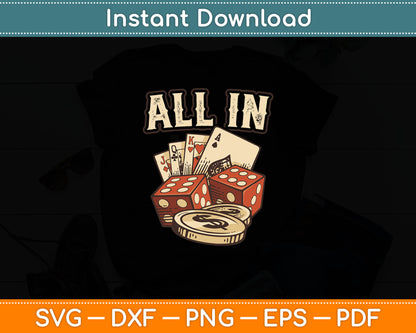 All In Card Game Playing Cards Poker Player Gambling Casino Svg Digital Cutting File