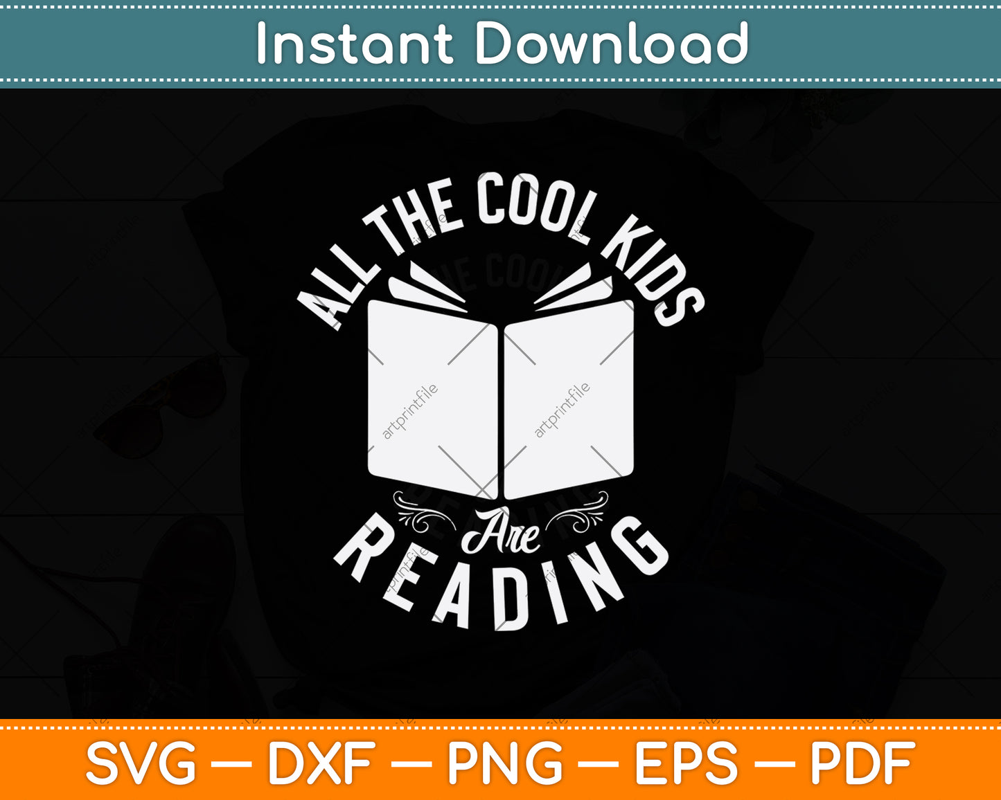 All The Cool Kids Are Reading - Book Lover Reading Svg Digital Cutting File