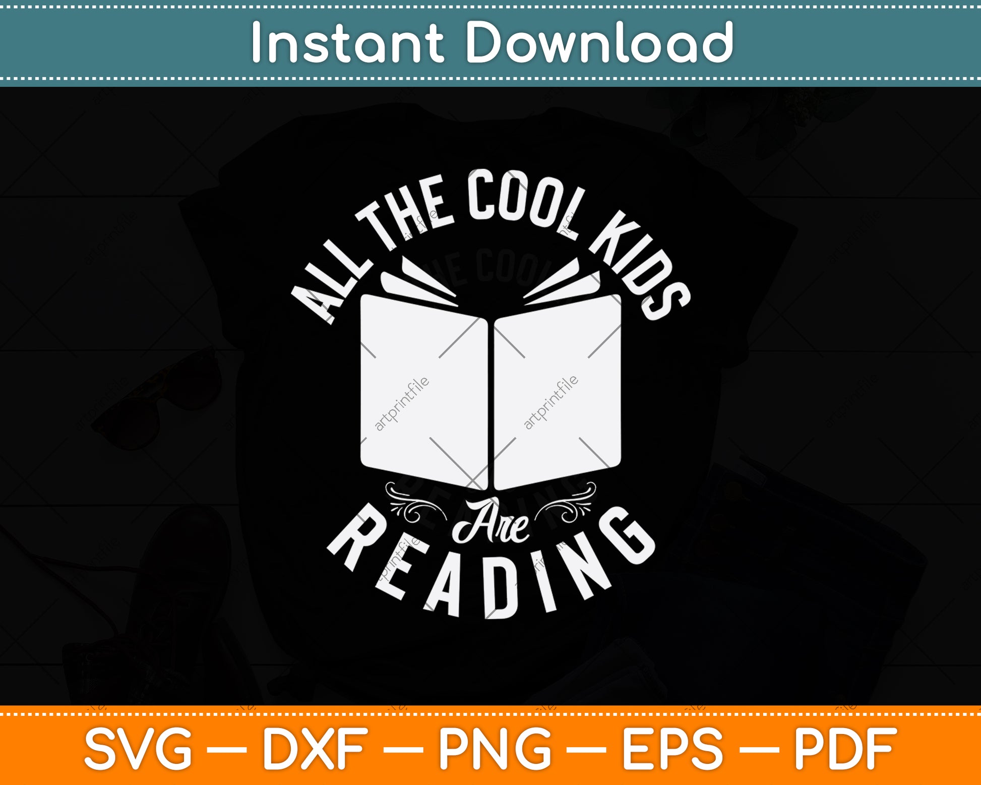 All The Cool Kids Are Reading - Book Lover Reading Svg Digital Cutting File