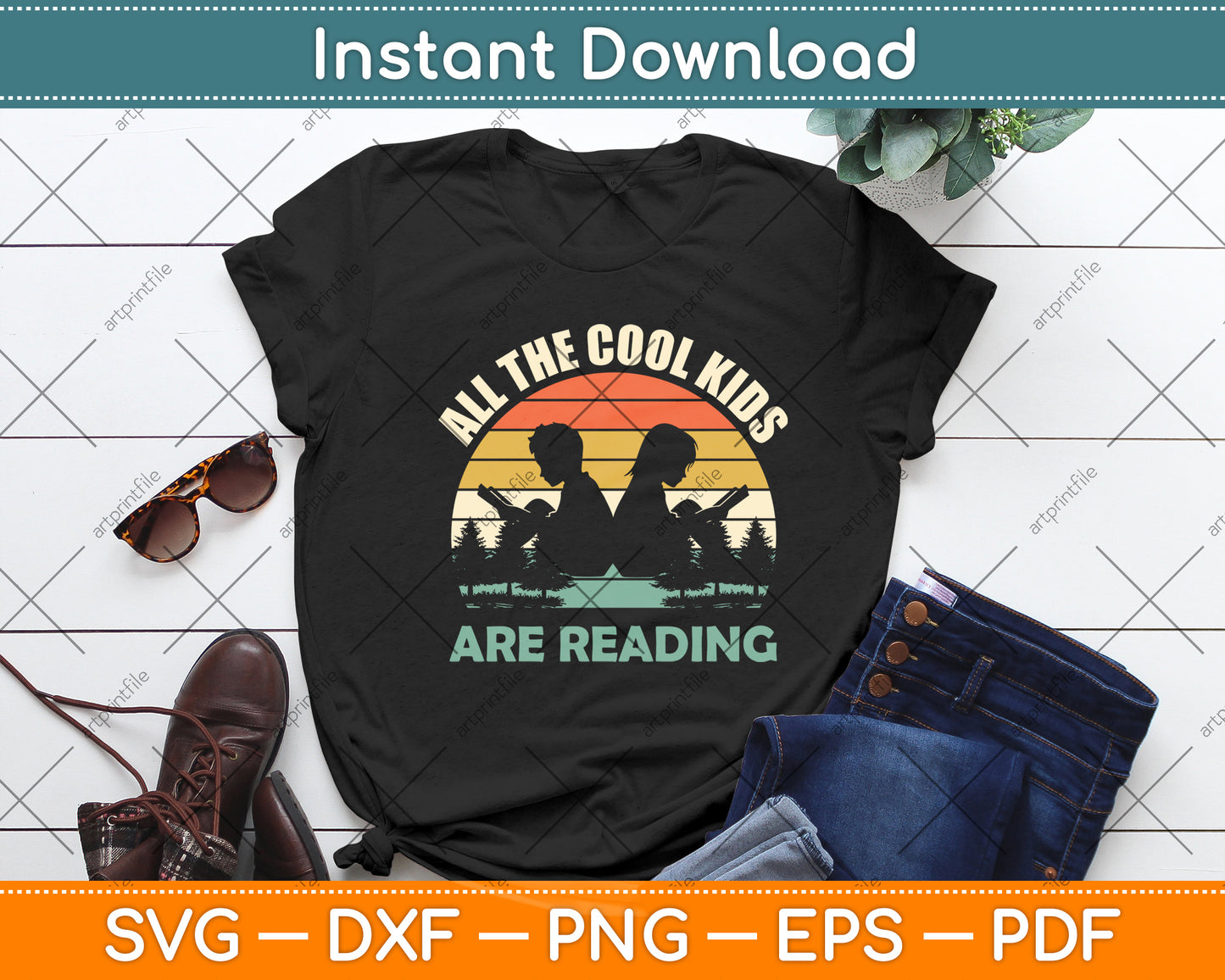 All The Cool Kids Are Reading - Book Lover Gift & Reading Svg Digital Cutting File